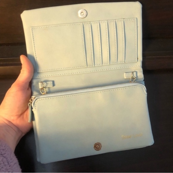 NWOT Blue and Gold Mini
Purse Wallet Clutch w/ Removable Chain Strap - Picture 3 of 13